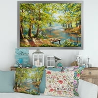 Река со меандринг со есенска шума врамена слика за сликање на платно уметничко печатење