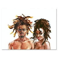 Портрет на афроамерикански пар сликарство на платно уметничко печатење