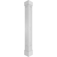 Ekena Millwork 12 W 8'H Craftsman Classic Square Non-Tapered Bungalow Fretwork Column W Mission Capital & Mission Base Base