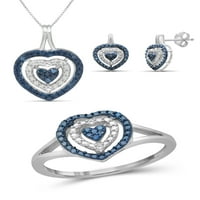 JewelersClub Carat T.W. Сино-бел дијамант Стерлинг Сребрен 3-парчен сет за накит за срце