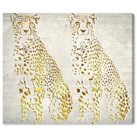 Wynwood Studio Animals Wall Art Canvas Prints 'Big мачки' Felines - злато, бело