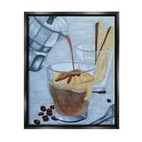 СТУПЕЛ ИНДУСТРИИ Декадентен десерт еспресо истурете храна и пијалоци Сликарство црна пловила врамена уметничка печатена wallидна