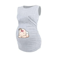 Породилна Облека Кошули Врвови Без Ракави За Бремени Жени Дозвола Продажба Мајчинство Жени Печатење Породилен Фустан Голема