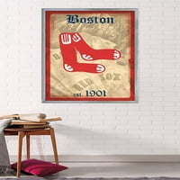 Бостон црвено така - ретро лого -постер за лого, 22.375 34