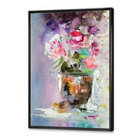 DesignArt 'Пинк свежи апстрактни цвеќиња Букет во вазна' модерна врамена платно wallидна уметност печатење