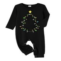 Бикопу Соодветни Божиќни Пижами За Семејство, Врвови За Печатење Дрвја Со Долги Ракави + Карирани Панталони