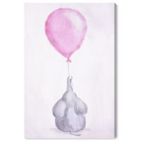 Wynwood Studio Animals Wall Art Canvas Prints „Мојот розов балон“ зоолошка градина и диви животни - розова, сива боја