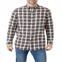 Чапс машка четкана памучна памучна ракав ткаена кошула - големини XS до 4xB