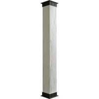 Ekena Millwork 18 W 18'H Hand Hewn Endurathane Fau Wood Wood Non-Tapered Square Column Wrap со FAU Iron Capital & Base