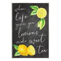 Ступела кога животот ви дава лимони сладок чај фраза храна и пијалоци сликарство wallидна плакета Неискрена уметничка печатена wallидна уметност