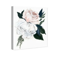 Студио Винвуд Студио Флорална и ботаничка wallидна уметност платно за отпечатоци „Рустикален божур букет“ флорали - бели, розови