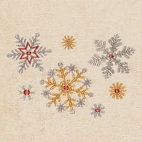 Линум Насловна Божиќ Снежни Врнежи Извезени Беж Турски Памук Рака Пешкир