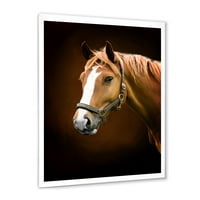 ДизајнАрт „Браун коњ со бел нос портрет“ фарма куќа врамена уметничка печатење