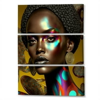 Уметнички Дизајнарт Елегантен Портрет На Елегантна Африканска Дама VII Афроамериканка Платно Уметност Печатење-Панели во. широко