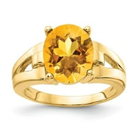 14к Жолто Злато 11х Овален цитрински прстен