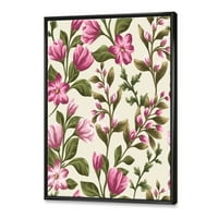 DesignArt 'Пинк Гроздобер диви цвеќиња' Традиционално врамено платно wallидно печатење