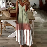 Manxivoo за жени жени лето без ракави за печатење на летово печатење елегантна забава замав долг фустан летни фустани зелена