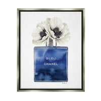 Suleple Industries Fashion Designer Perfume Цвет сина акварела сјај сива врамена пловечка платно wallидна уметност, 24х30