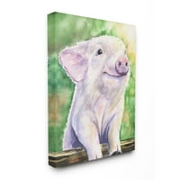 СТУПЕЛ ИНДУСТРИИ Бебе свиња животно зелена акварел сликарство Супер платно wallидна уметност од Georgeорџ Дијахенко
