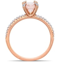 Miabella Women's'sims 1- Carat T.G.W. Овално-скратено Морганит и Карат Т.В. Тркалезен дијамант 10kt розово злато коктел прстен