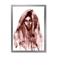 DesignArt 'црно -бел портрет на млада индиска жена II' модерен врамен уметнички принт
