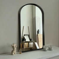 Неутип 40 x30 модерна рамка за алуминиумска легура заоблена длабоко огледало виси огледало на огледало, црно