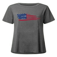 Женски маица женски МАИЦА Американско Знаме Печатење Маица Денот На Независноста Маица Дами Мода Туника Блуза Повик Краток Ракав