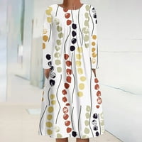 Maseенски моден моден печатење на Синимоко, лабава тркалезна вратот со долг ракав макси фустани