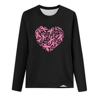 Дасајо Жените Срце Печатење Блуза Блузи Рак На Дојка Свест Пуловери Круг Вратот Розова Панделки Туника Кошули