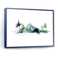 DesignArt 'Минималистичка ела шума и зимски планини II' Современа врамена платна wallидна уметност печатење
