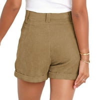 Umitay женски летни шорцеви со средно-половини манжетни шорцеви со кордури со шорцеви со џебови за жени