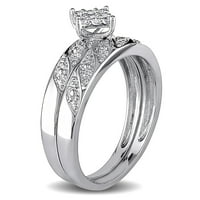 Miaенски Карат Карат Т.В. Поставени прстени за свадбени и ангажмани на сребрени кластери со дијамант