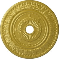 Ekena Millwork 3 4 OD 5 8 ID 1 8 P Медалјон на лисја на таванот, богато злато со рачно насликано