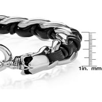Крајбрежен накит од не'рѓосувачки челик ланец испреплетена кожна нараквица
