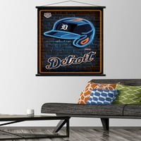 Детроит Тигри - Постер за неонски шлем со магнетна рамка, 22.375 34