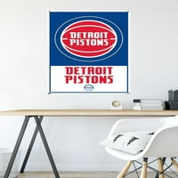 Детроит Пистонс - Лого Ѕид Постер со Pushpins, 22.375 34