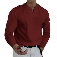 Машка маица пролет пролет и зимска обична v врат цврста долга ракав маички врвни маички маички за мажи