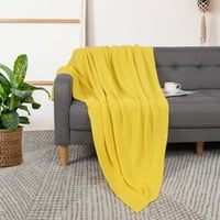 Уникатни поволни цени чист памучен мек кабел плетено ќебе, жолт стандард фрлање