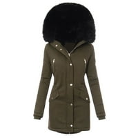 Зимски палта на Какина за дозвола за жени, женска топла палто јакна од крзно од крзно од крзно зимска качулка дебела армија