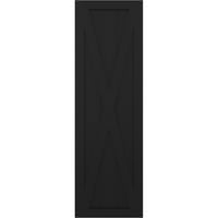 Ekena Millwork 12 W 51 H TRUE FIT PVC SINE X-BOARD FERMONE FIXED MONTING SLUTTERS, црно