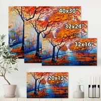 Портокалово есенски пејзаж со мал пат III сликарство платно уметнички принт