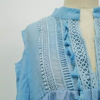 Maseенски моден моден мода од Yubatuo, три четвртина ракав, фустан од чипка за чипка, мини фустан од вратот V-врат