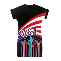 Casга Обични Фустани За Девојки Краток Ракав Денот На Независноста Ѕвезда Печатење Фустан Четврти Јули Деца Се Облекуваат За