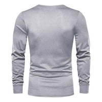 Модни брендови мажи кошули со долги ракави, случајно цврсто пуловер Хенли опуштено вклопено пуловер нови пристигнувања подарок