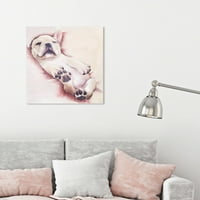 Авенија на пистата животни wallидни уметности платно отпечатоци „спиење француски“ кучиња и кутриња - бели, розови