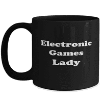 Смешни Електронски Игри Дама Кафе Кригла-Електронски Игри Кафе Чаша-15оз Црна