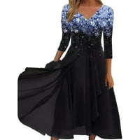 Puawkoer lageенски долги ракави, обичен моден шифон шифон, зашивање женски фустани женски врвови l црно-1