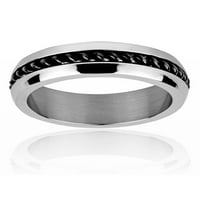 Крајбрежен накит од не'рѓосувачки челик црна искривена кабелска прстен