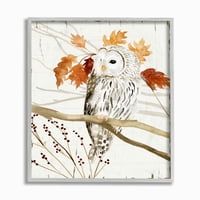Sumbell Industries Owl во есенски шумски животински акварел сликарство на платно wallидна уметност, 40, byvictoria borges