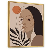 DesignArt 'Ретро минимален портрет на млада девојка' модерна врамена платна wallидна уметност